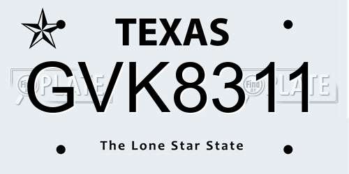 GVK8311 Texas License Plate