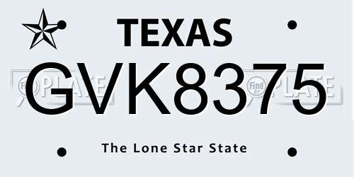 GVK8375 Texas License Plate