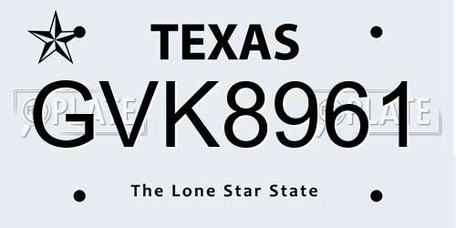 GVK8961 Texas License Plate