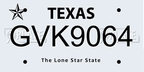 GVK9064 Texas License Plate