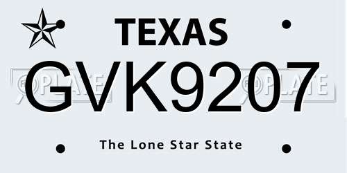 GVK9207 Texas License Plate