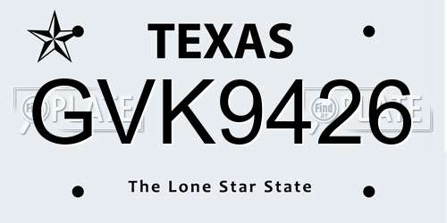 GVK9426 Texas License Plate
