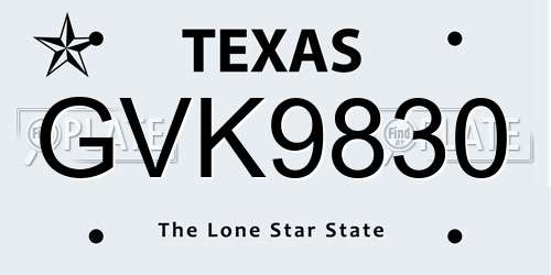 GVK9830 Texas License Plate