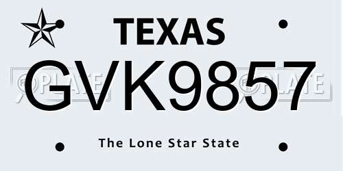 GVK9857 Texas License Plate