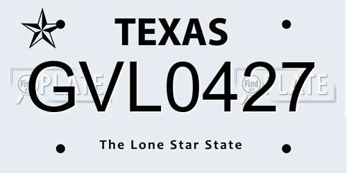 GVL0427 Texas License Plate