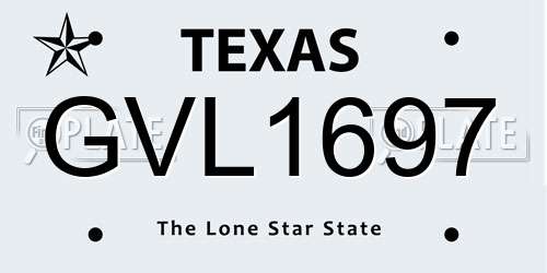 GVL1697 Texas License Plate