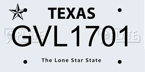 GVL1701 Texas License Plate