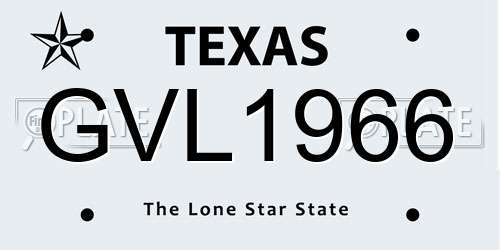 GVL1966 Texas License Plate