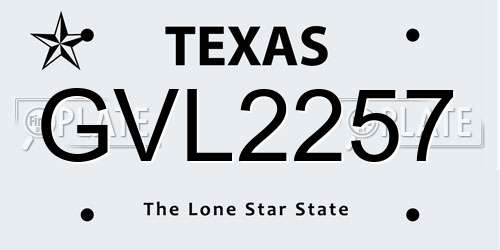 GVL2257 Texas License Plate
