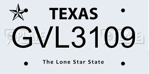 GVL3109 Texas License Plate
