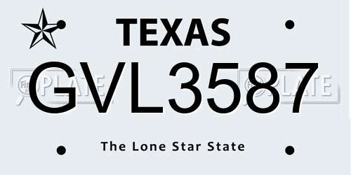 GVL3587 Texas License Plate