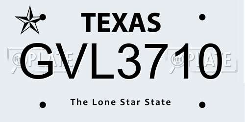 GVL3710 Texas License Plate
