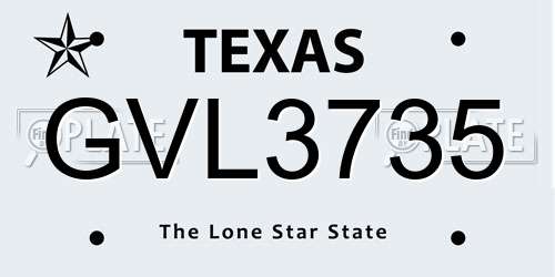GVL3735 Texas License Plate