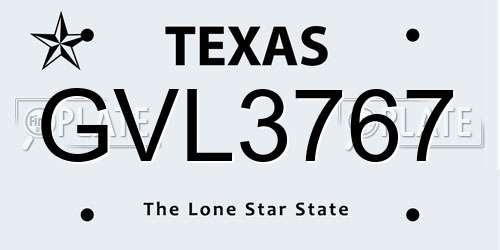 GVL3767 Texas License Plate
