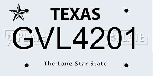 GVL4201 Texas License Plate