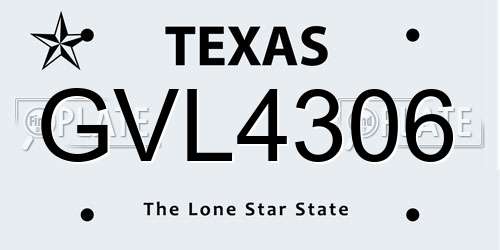 GVL4306 Texas License Plate