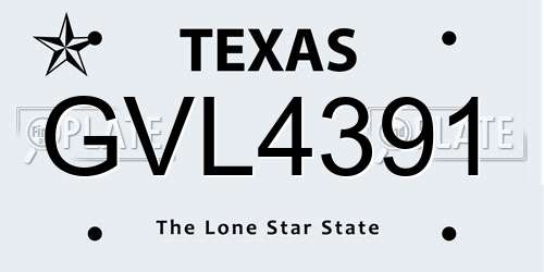 GVL4391 Texas License Plate