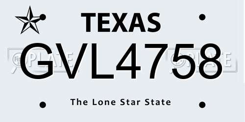 GVL4758 Texas License Plate