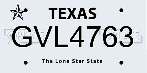 GVL4763 Texas License Plate