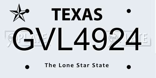 GVL4924 Texas License Plate