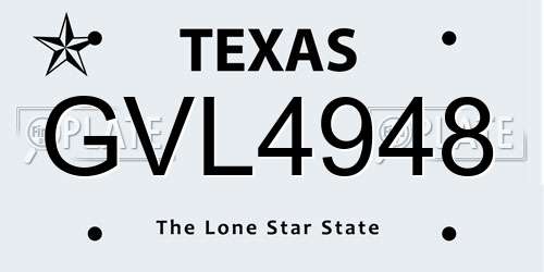 GVL4948 Texas License Plate