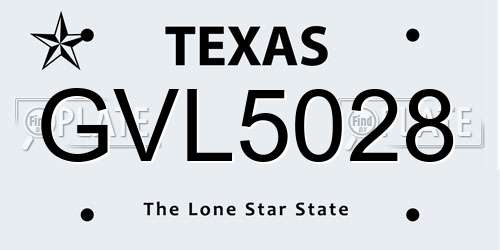 GVL5028 Texas License Plate