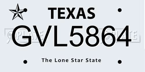 GVL5864 Texas License Plate