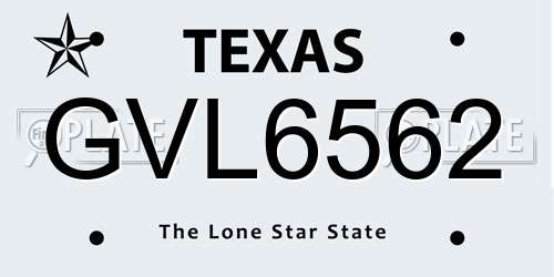 GVL6562 Texas License Plate