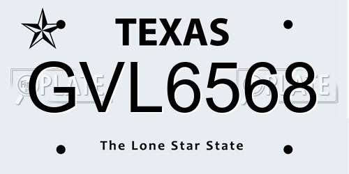 GVL6568 Texas License Plate