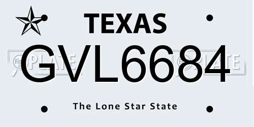 GVL6684 Texas License Plate