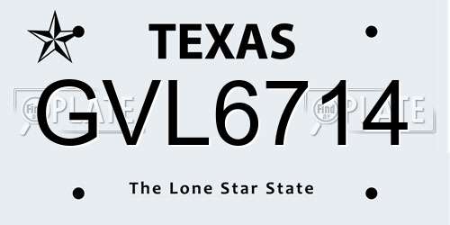 GVL6714 Texas License Plate