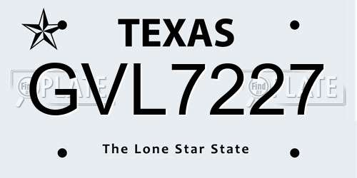 GVL7227 Texas License Plate