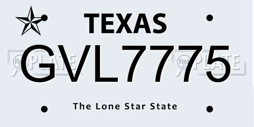 GVL7775 Texas License Plate