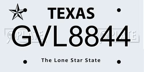 GVL8844 Texas License Plate