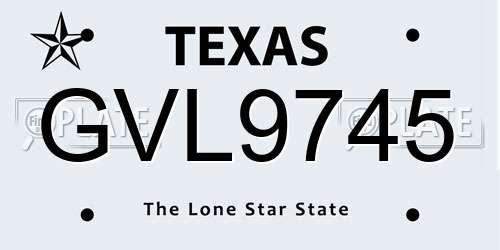 GVL9745 Texas License Plate