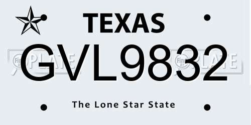 GVL9832 Texas License Plate