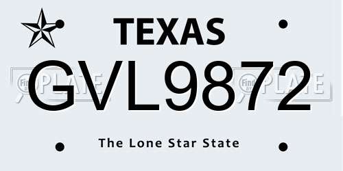 GVL9872 Texas License Plate