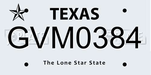 GVM0384 Texas License Plate