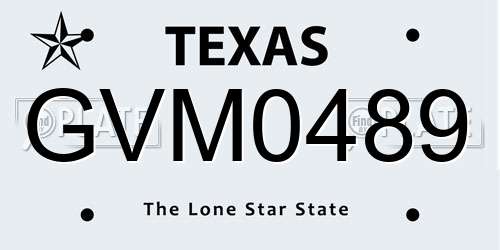 GVM0489 Texas License Plate