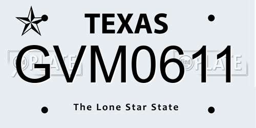 GVM0611 Texas License Plate