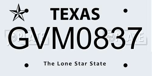 GVM0837 Texas License Plate