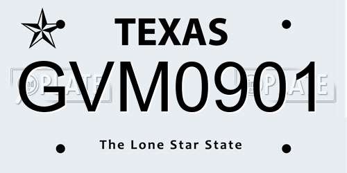 GVM0901 Texas License Plate