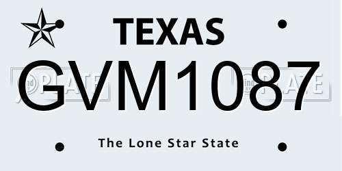 GVM1087 Texas License Plate