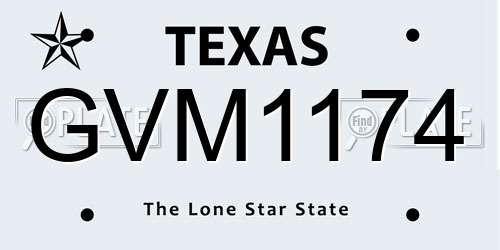 GVM1174 Texas License Plate