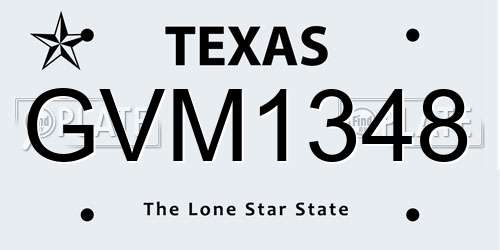GVM1348 Texas License Plate