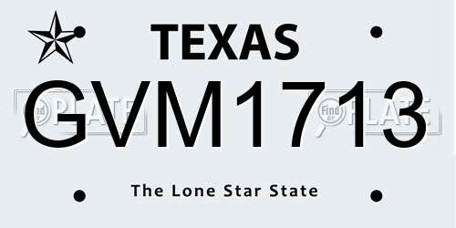 GVM1713 Texas License Plate