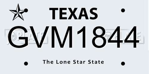 GVM1844 Texas License Plate