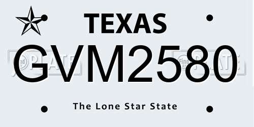 GVM2580 Texas License Plate