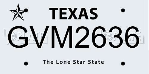 GVM2636 Texas License Plate