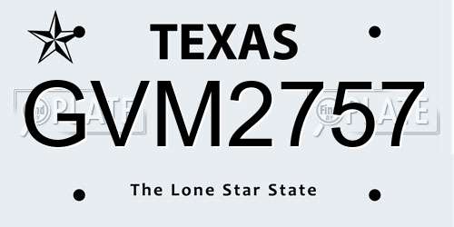GVM2757 Texas License Plate